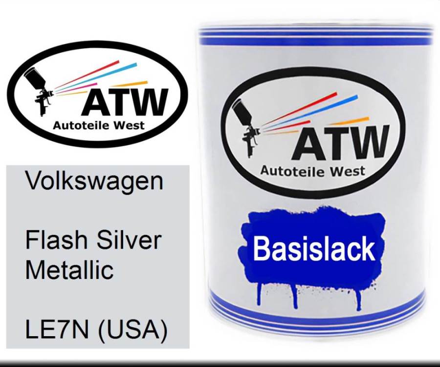 Volkswagen, Flash Silver Metallic, LE7N (USA): 1L Lackdose, von ATW Autoteile West.